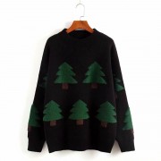 Autumn Winter Christmas Sweater Women Long Sleeve Thick Casual Red Black Pullovers Jumper Loose Oversized Streetwear