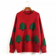 Autumn Winter Women Christmas Sweater Long Sleeve Thick Casual Red Black Pullovers Jumper Loose Oversized Streetwear